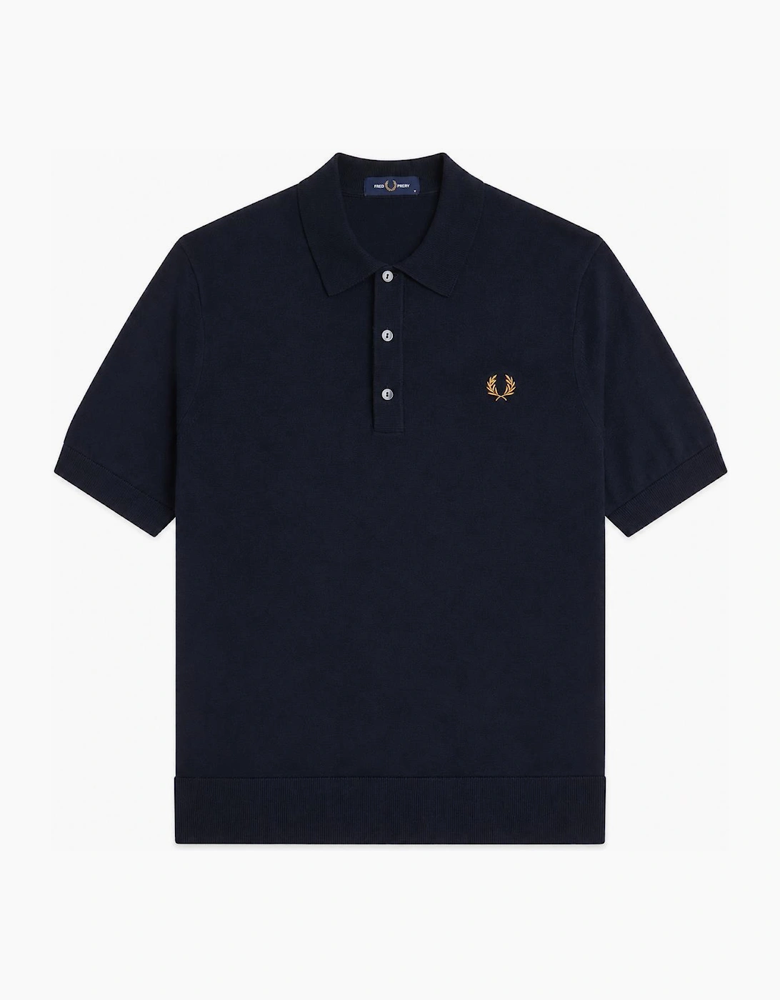 Fred Perry Cotton Knitted Polo Shirt Navy