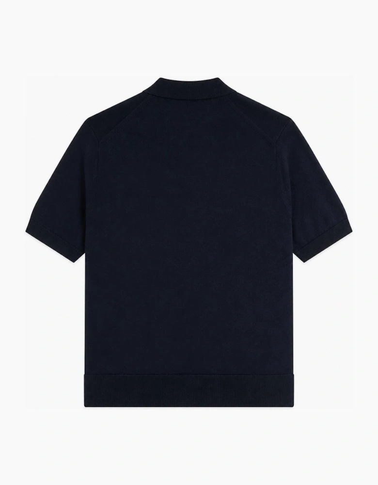 Fred Perry Cotton Knitted Polo Shirt Navy