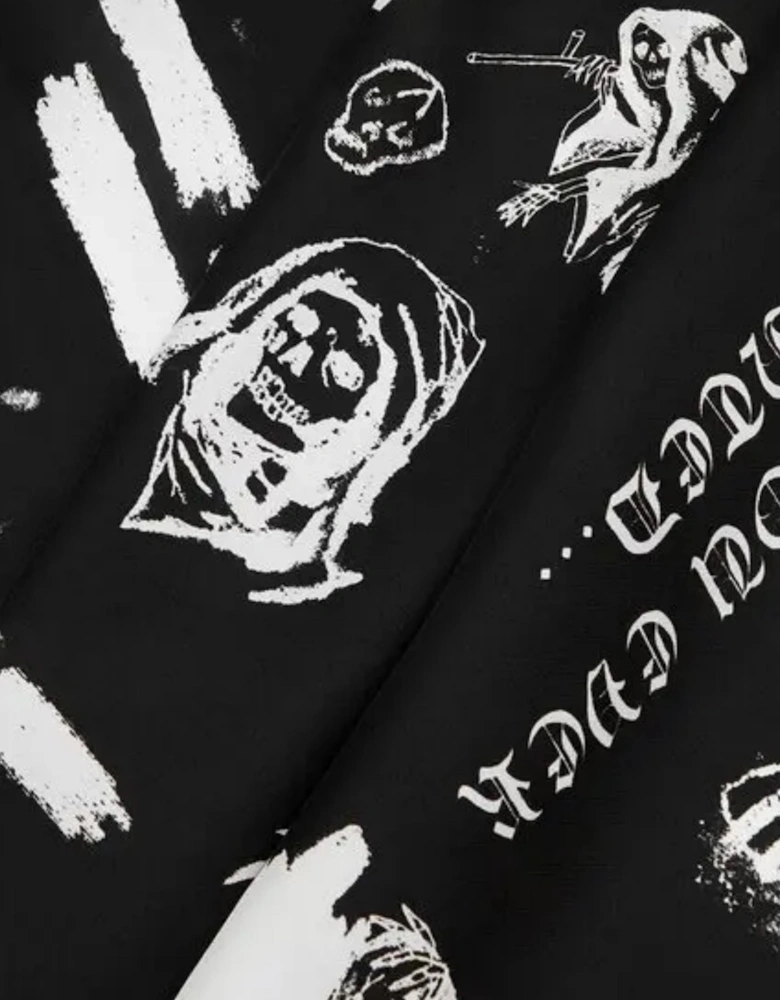 AMIRI X WES LANG ALL OVER SKETCH SILK SCARF BLACK
