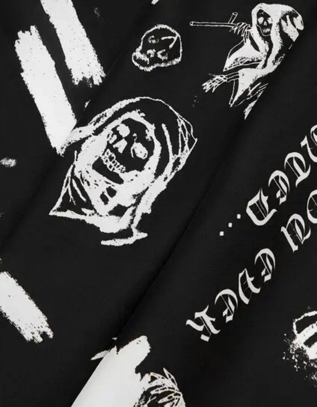 AMIRI X WES LANG ALL OVER SKETCH SILK SCARF BLACK