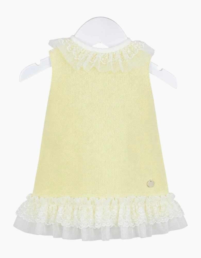 Girls Yellow Lemon Fine Knit Tulle Dress