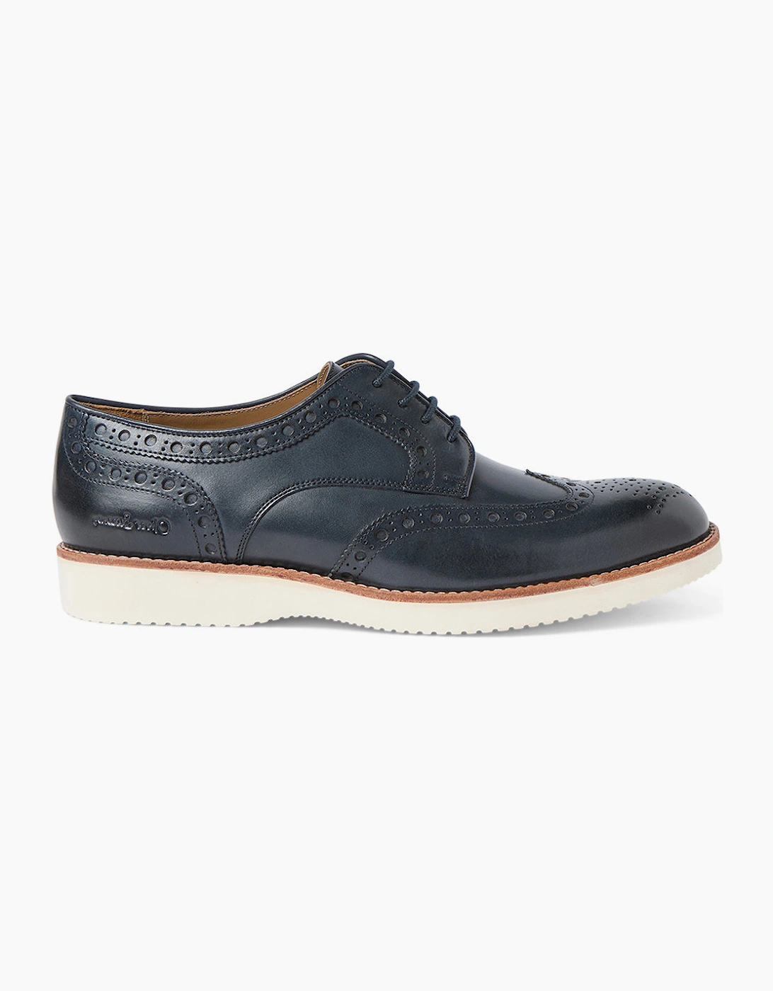 Oliver Sweeney Men's Navy Antiqued Leather Derby Brogues - Size 8