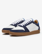 White/Navy Leather