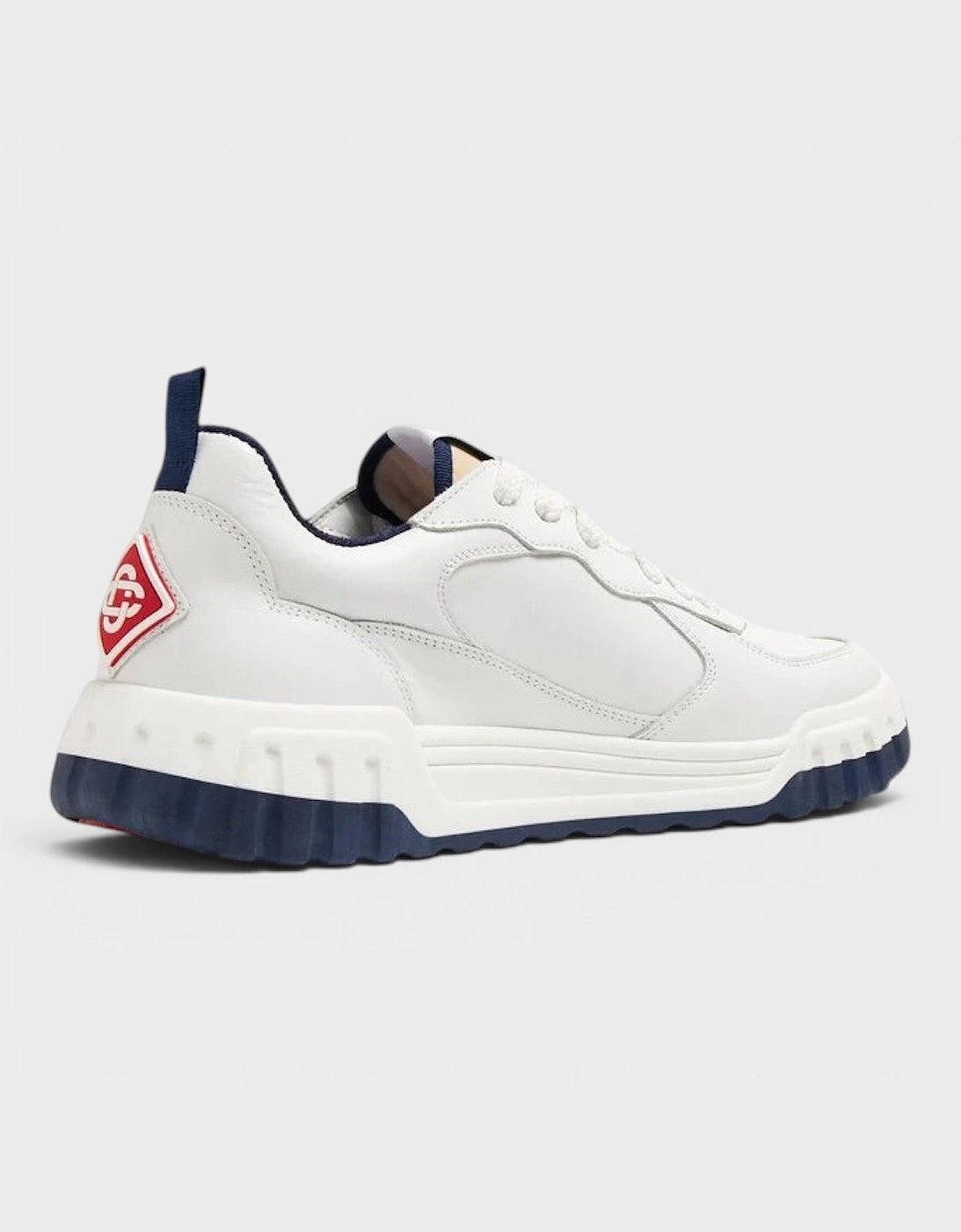 Logo Leather Court Sneaker Navy White