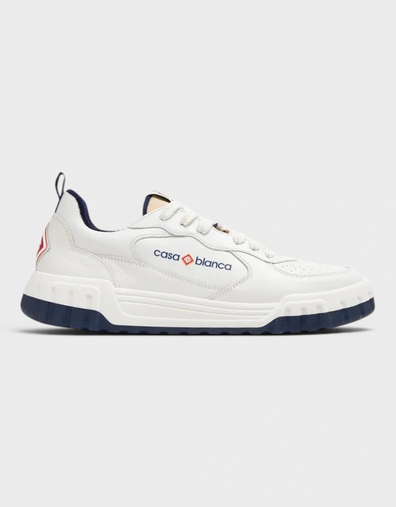 Logo Leather Court Sneaker Navy White
