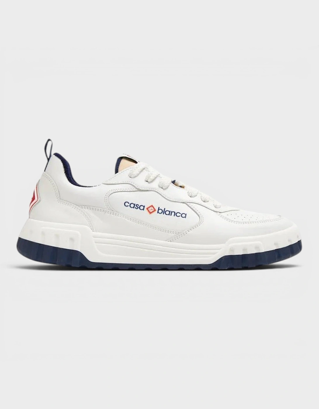 Logo Leather Court Sneaker Navy White