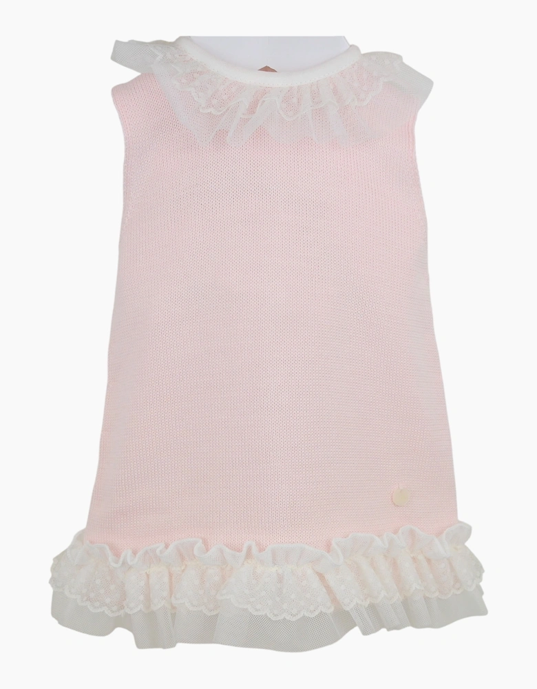 Girls Pale Pink Fine Knit Tulle Dress