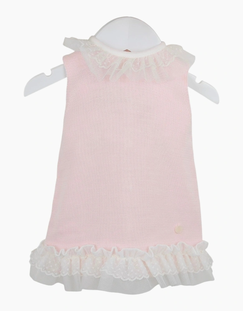 Girls Pale Pink Fine Knit Tulle Dress