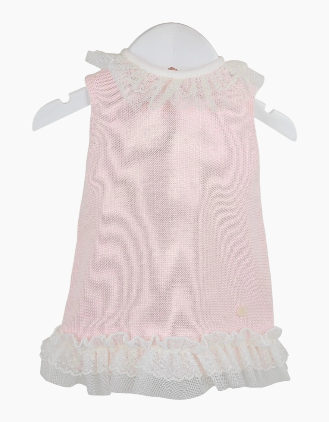 Girls Pale Pink Fine Knit Tulle Dress, 3 of 2