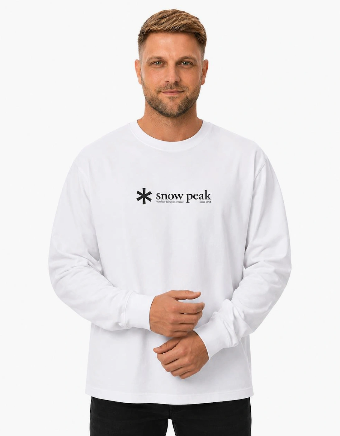 Snow Peak Soft Cotton Logo Long Sleeve T-Shirt White