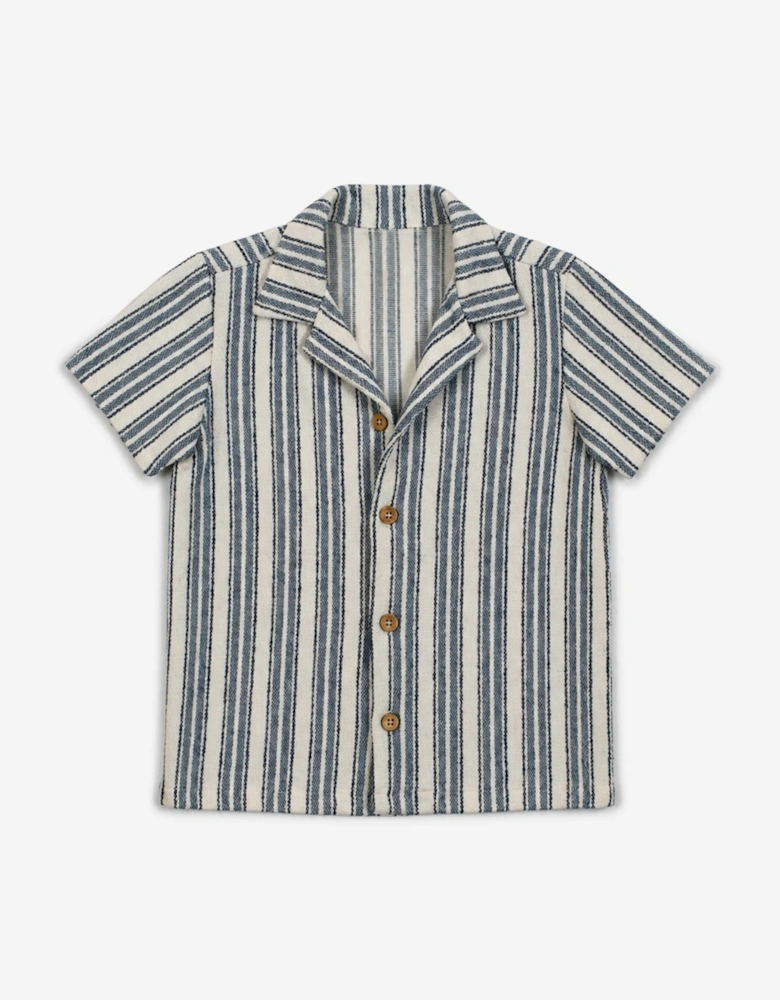 Bel-Air Boys Striped Shirt and Shorts Set in Blue