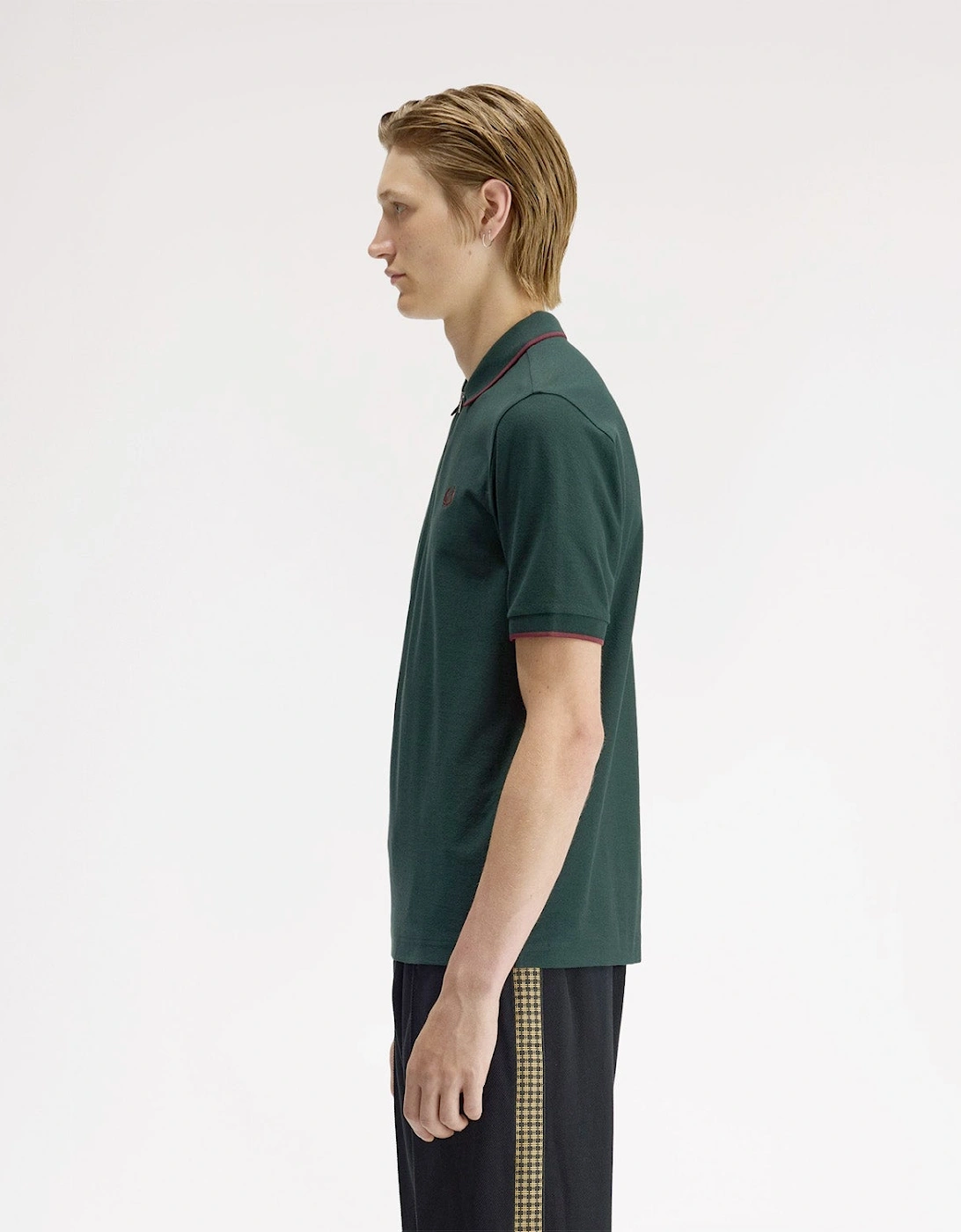 Fred Perry Crepe Pique Zip Neck Polo Shirt