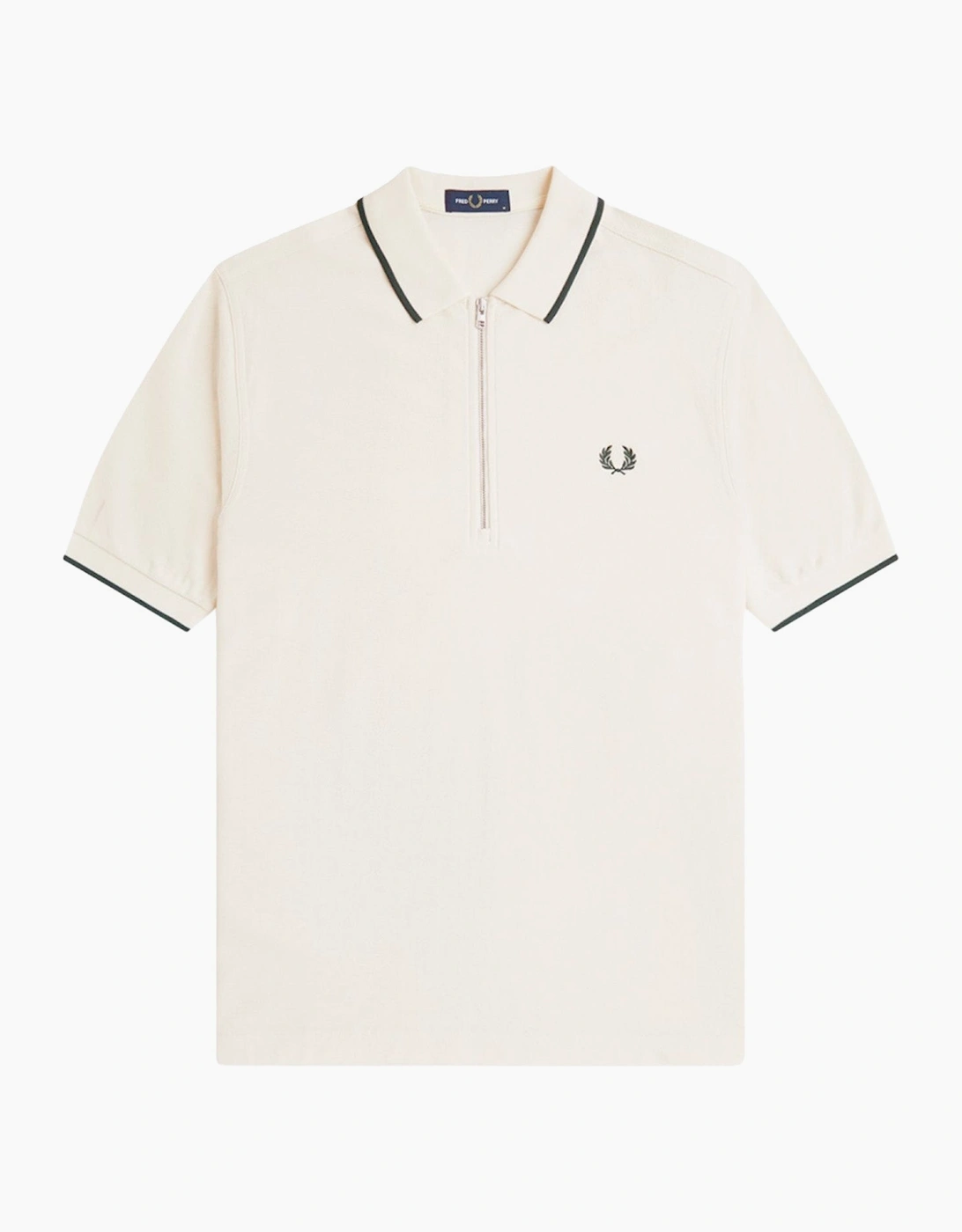 Fred Perry Men's Cream Crepe Pique Zip Neck Polo Shirt - Size 44