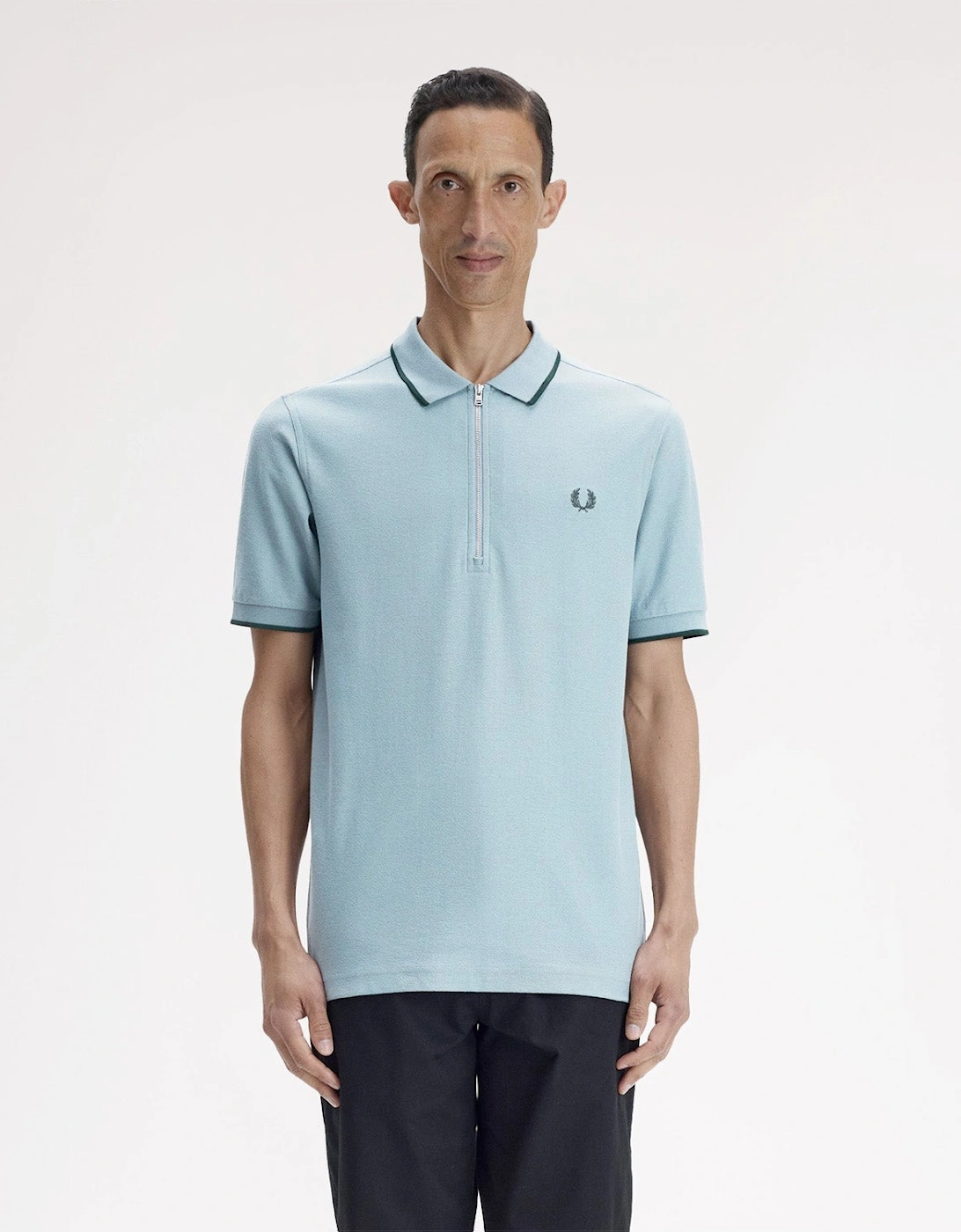 Fred Perry Crepe Pique Zip Neck Polo Shirt