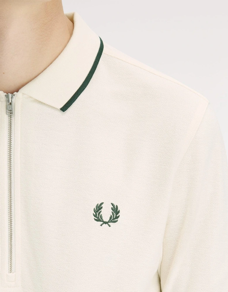 Fred Perry Crepe Pique Zip Neck Polo Shirt