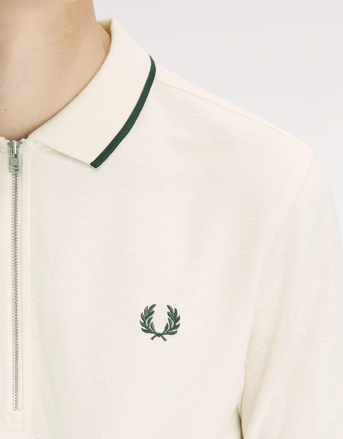 Fred Perry Crepe Pique Zip Neck Polo Shirt