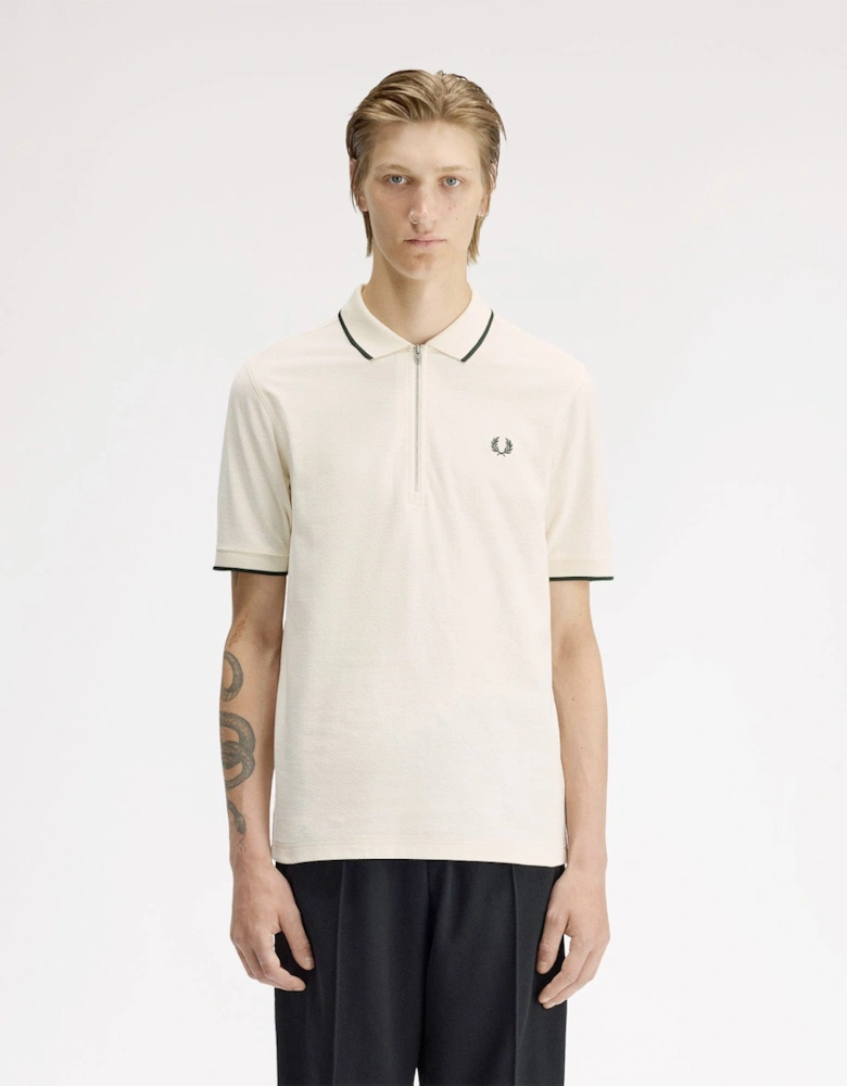 Fred Perry Crepe Pique Zip Neck Polo Shirt