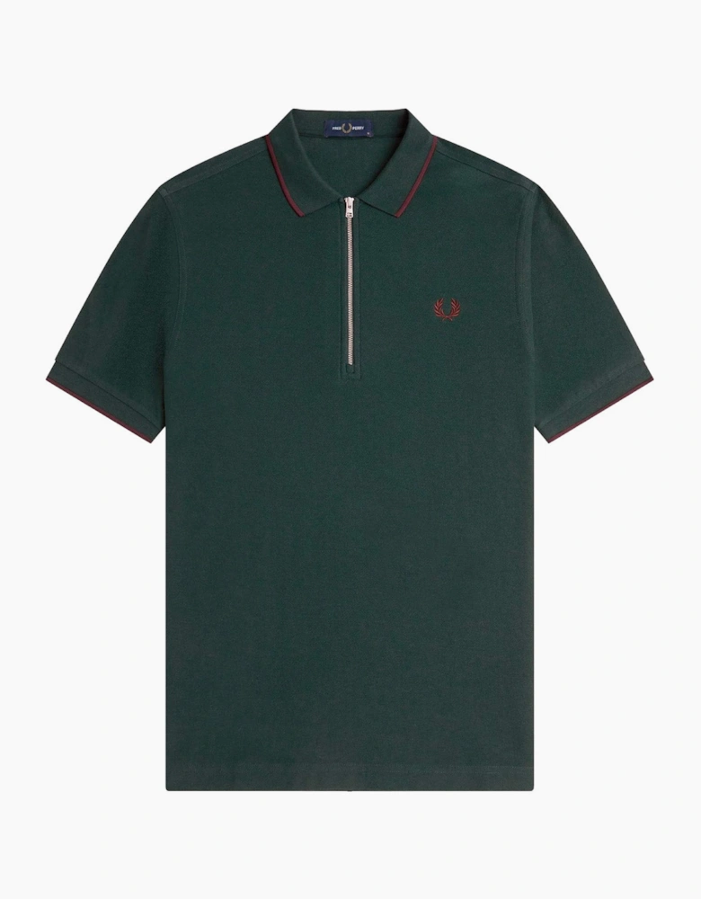 Fred Perry Crepe Pique Zip Neck Polo Shirt