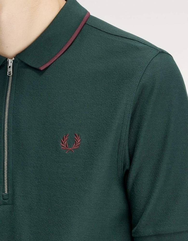 Fred Perry Crepe Pique Zip Neck Polo Shirt