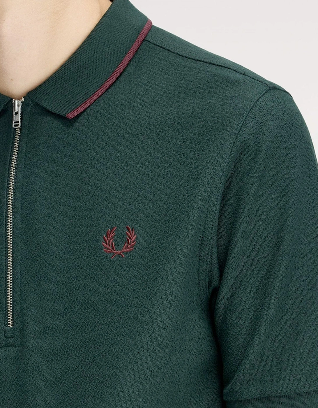 Fred Perry Crepe Pique Zip Neck Polo Shirt