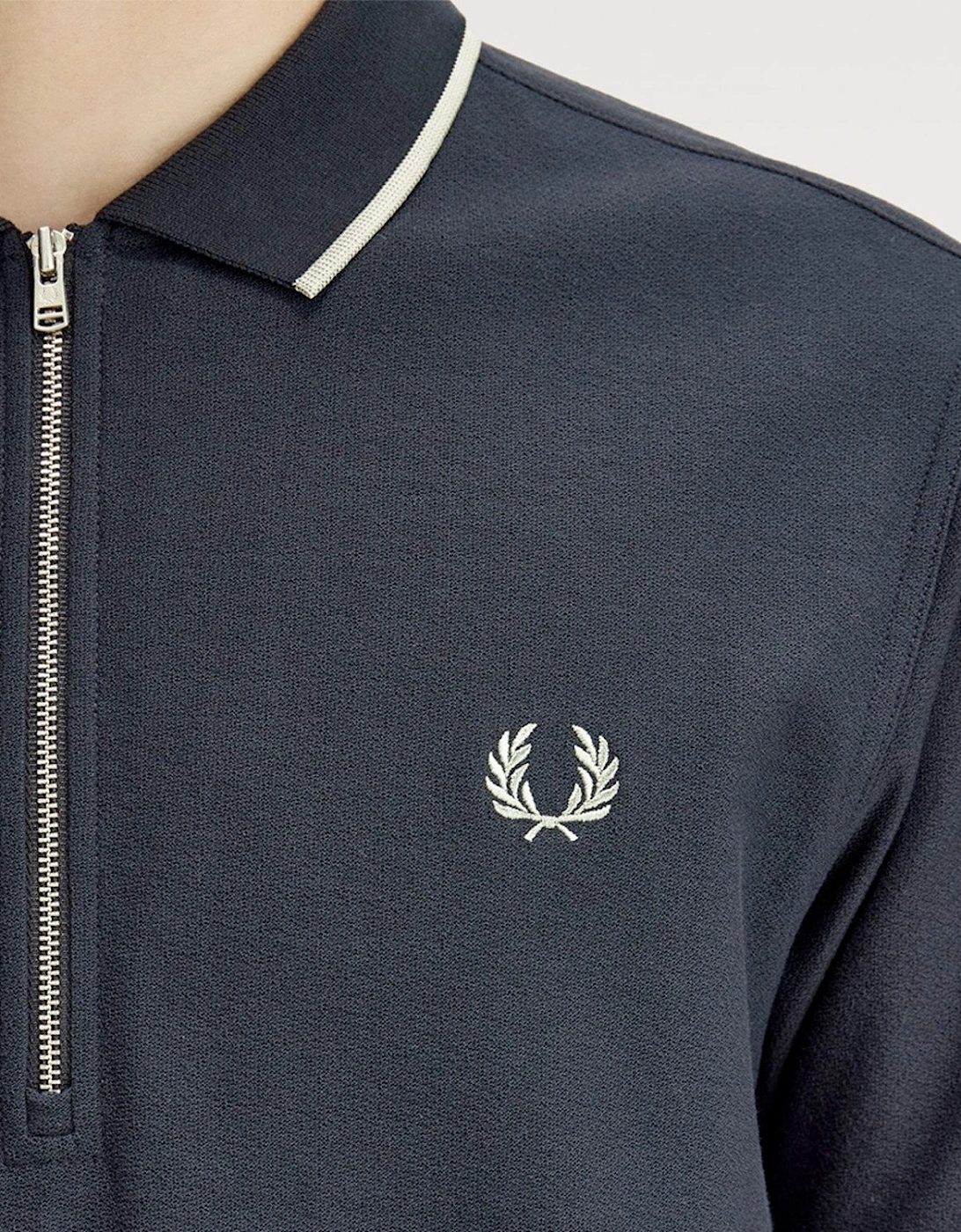 Fred Perry Crepe Pique Zip Neck Polo Shirt
