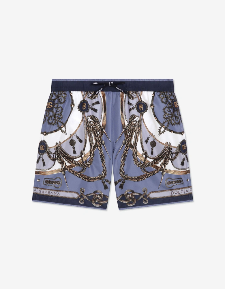 Dolce & Gabbana Boys Nautical Print Swim Shorts in Blue