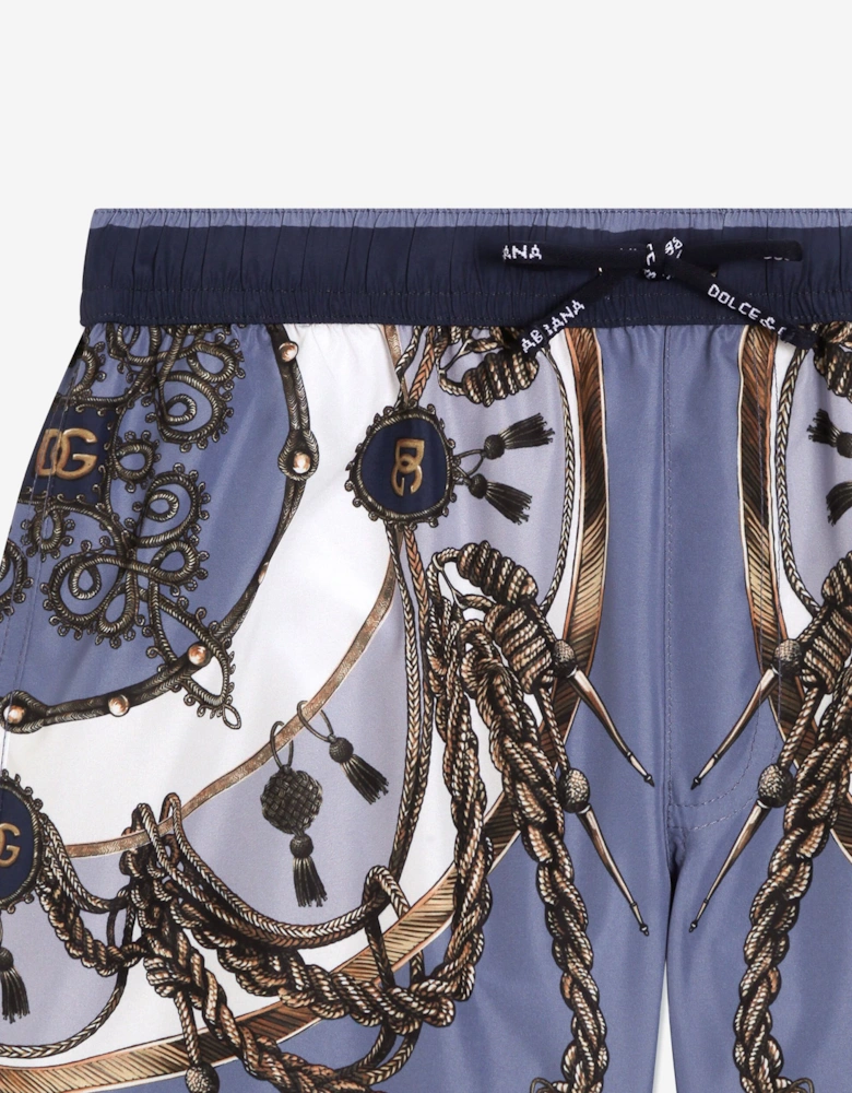 Dolce & Gabbana Boys Nautical Print Swim Shorts in Blue