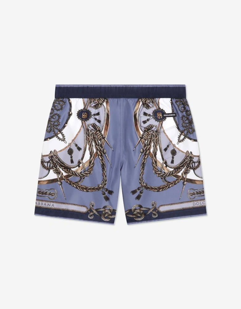 Dolce & Gabbana Boys Nautical Print Swim Shorts in Blue