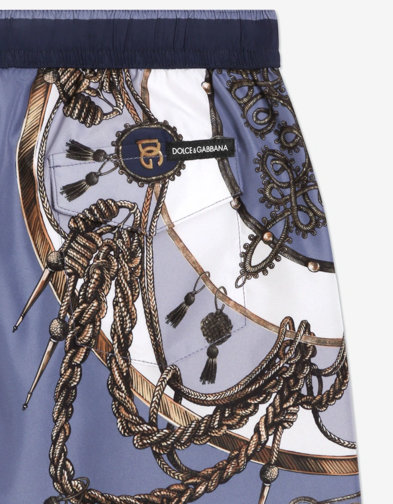 Dolce & Gabbana Boys Nautical Print Swim Shorts in Blue