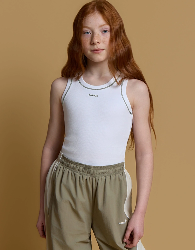 Blanca Sport Girls Ribbed Vest in White