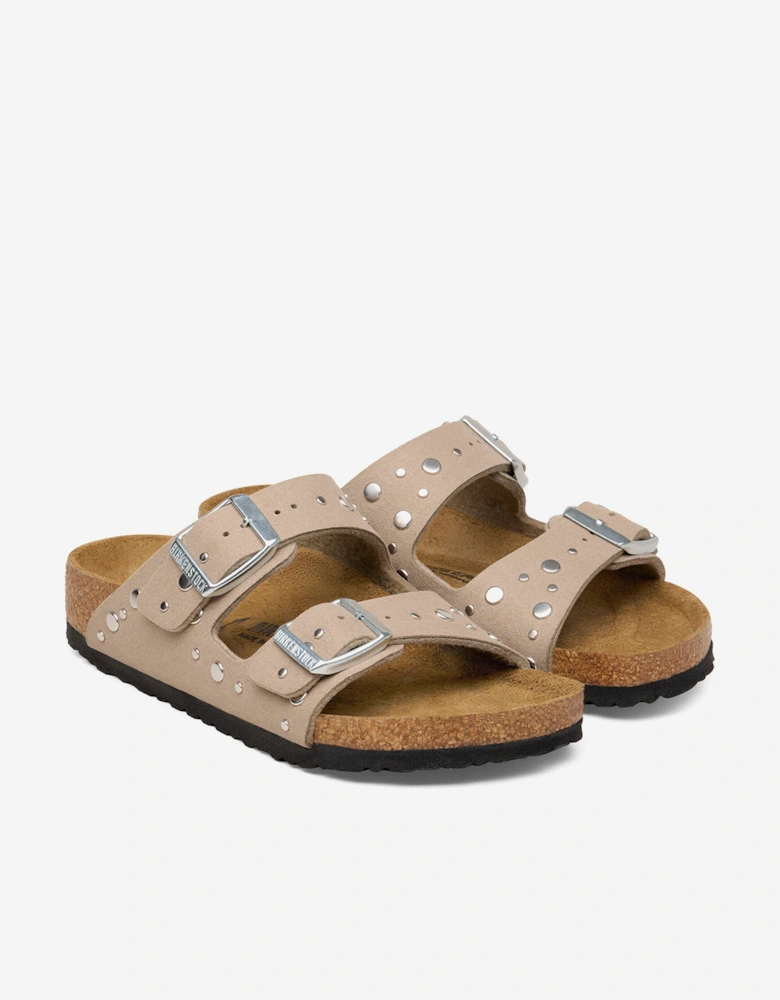 BIRKENSTOCK Girls Arizona Rivets SYN Sandals in Beige