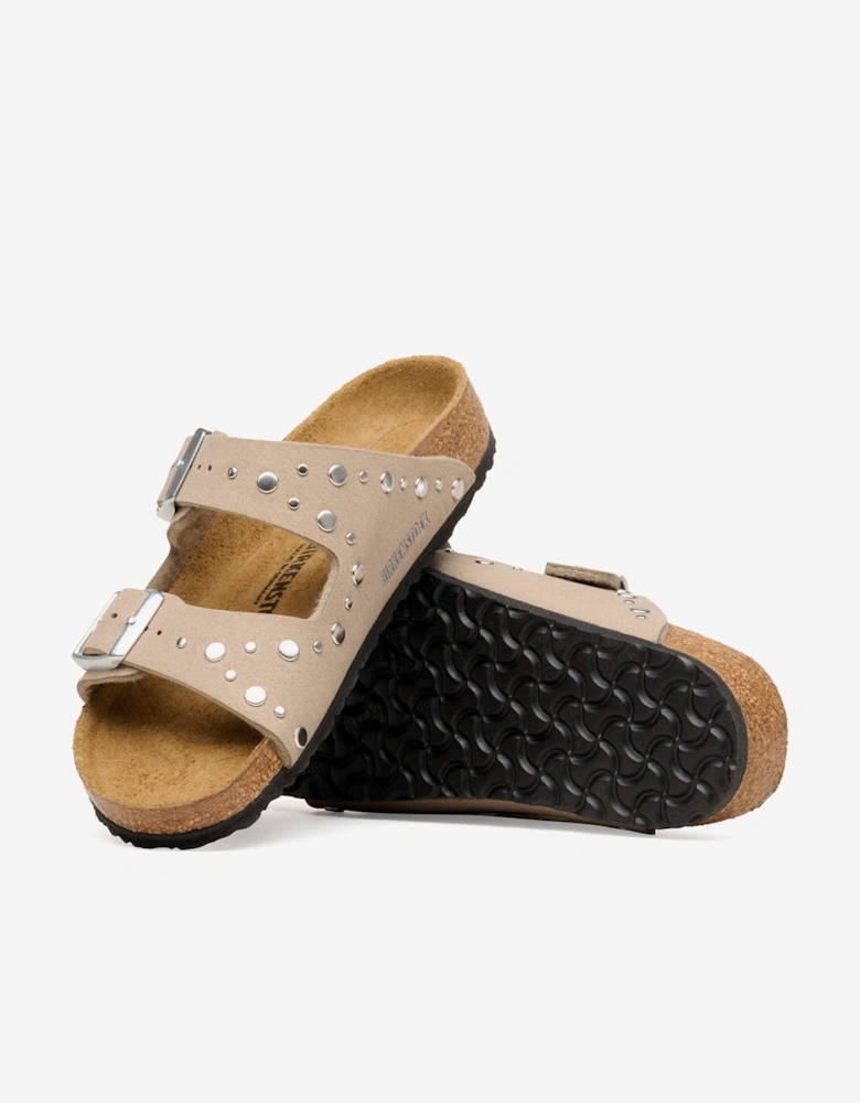BIRKENSTOCK Girls Arizona Rivets SYN Sandals in Beige