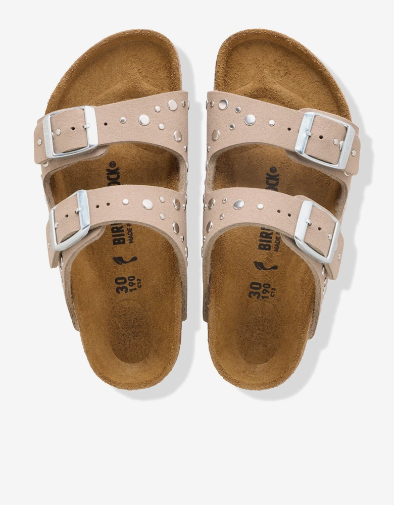 BIRKENSTOCK Girls Arizona Rivets SYN Sandals in Beige