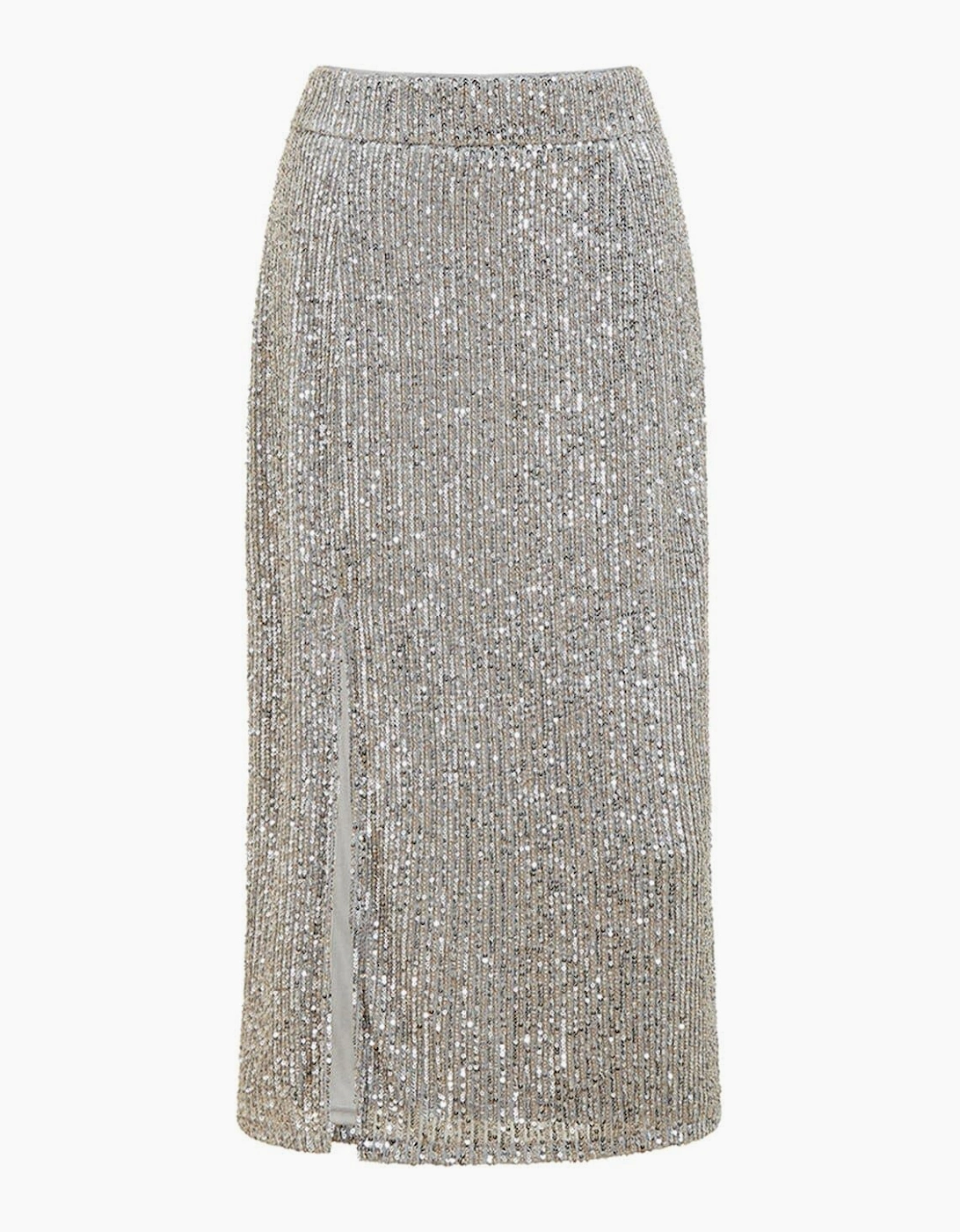 Silver Sequin Midi Pencil Skirt