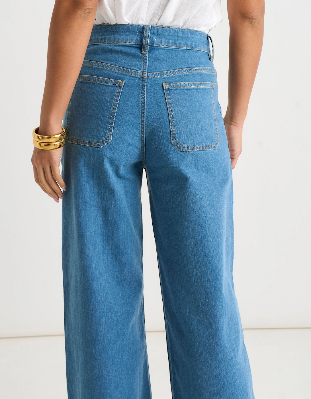 Blue Pleat Wide Leg Jean