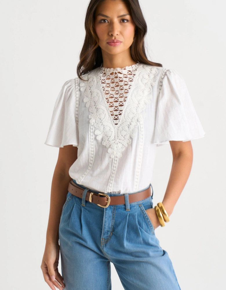 Blue Pleat Wide Leg Jean