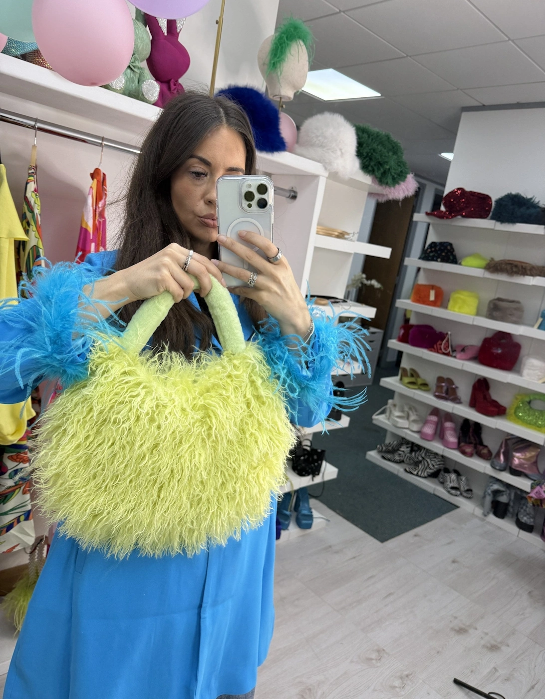Yellow Bamboo Eco Faux Fur Bag