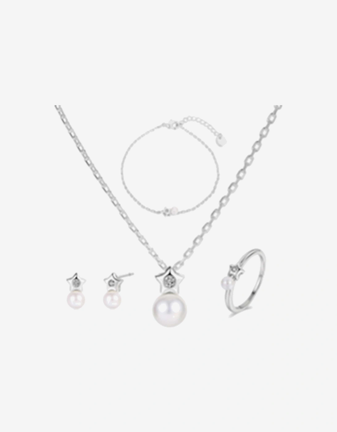 Secret Spoils Girls Star 5 Piece Jewellery Set in Silver (40cm)