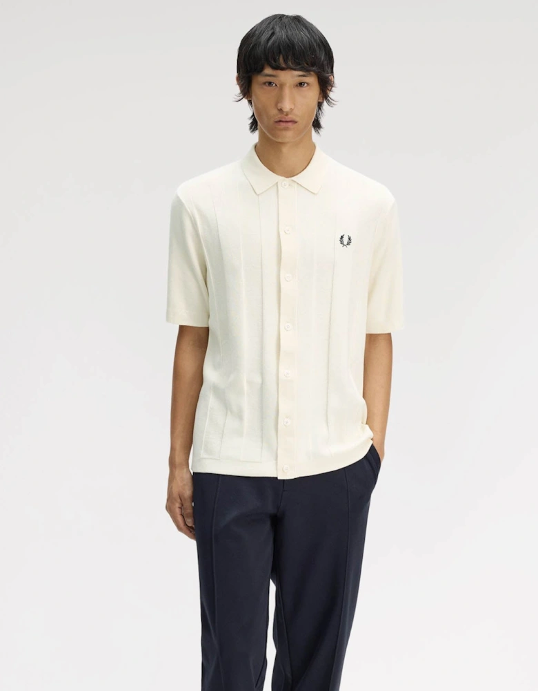 Fred Perry Mens Tonal Vertical Stripe Polo Shirt - Ecru 560