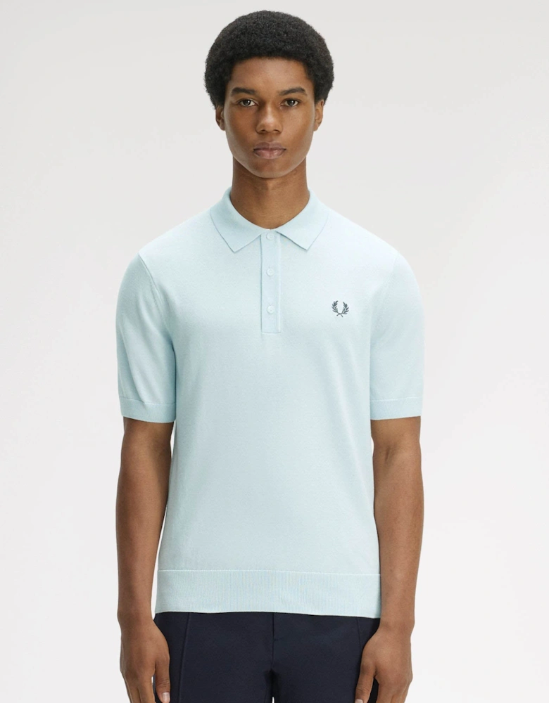 Fred Perry Mens Cotton Knitted Shirt - Light Ice R30
