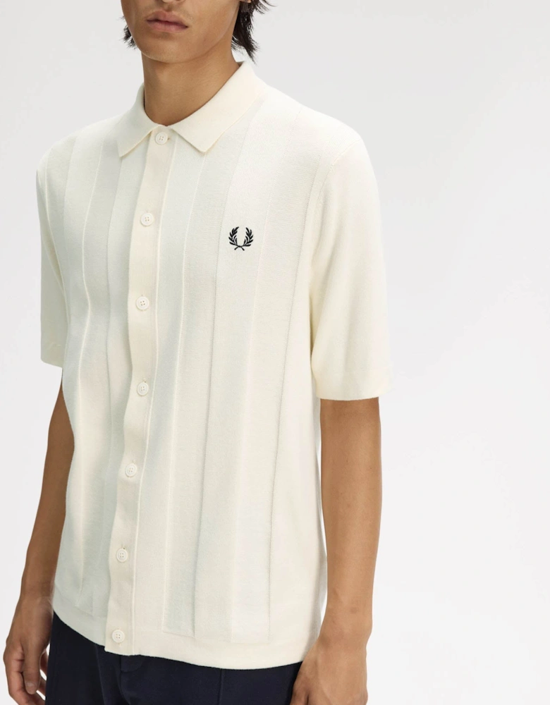 Fred Perry Mens Tonal Vertical Stripe Polo Shirt - Ecru 560