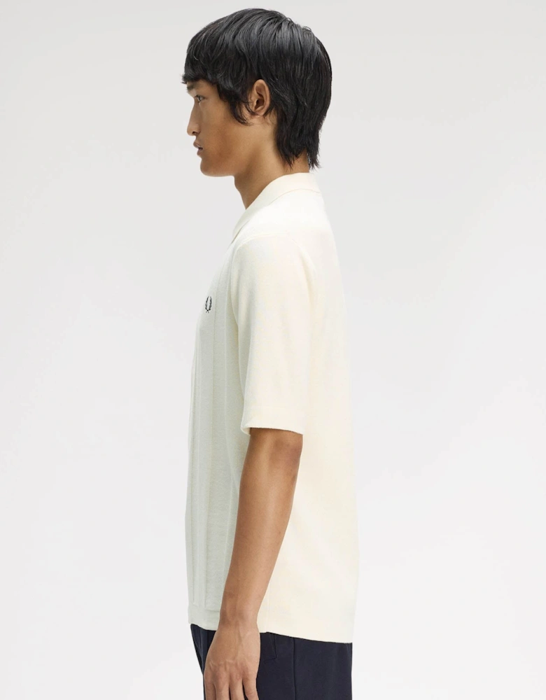 Fred Perry Mens Tonal Vertical Stripe Polo Shirt - Ecru 560