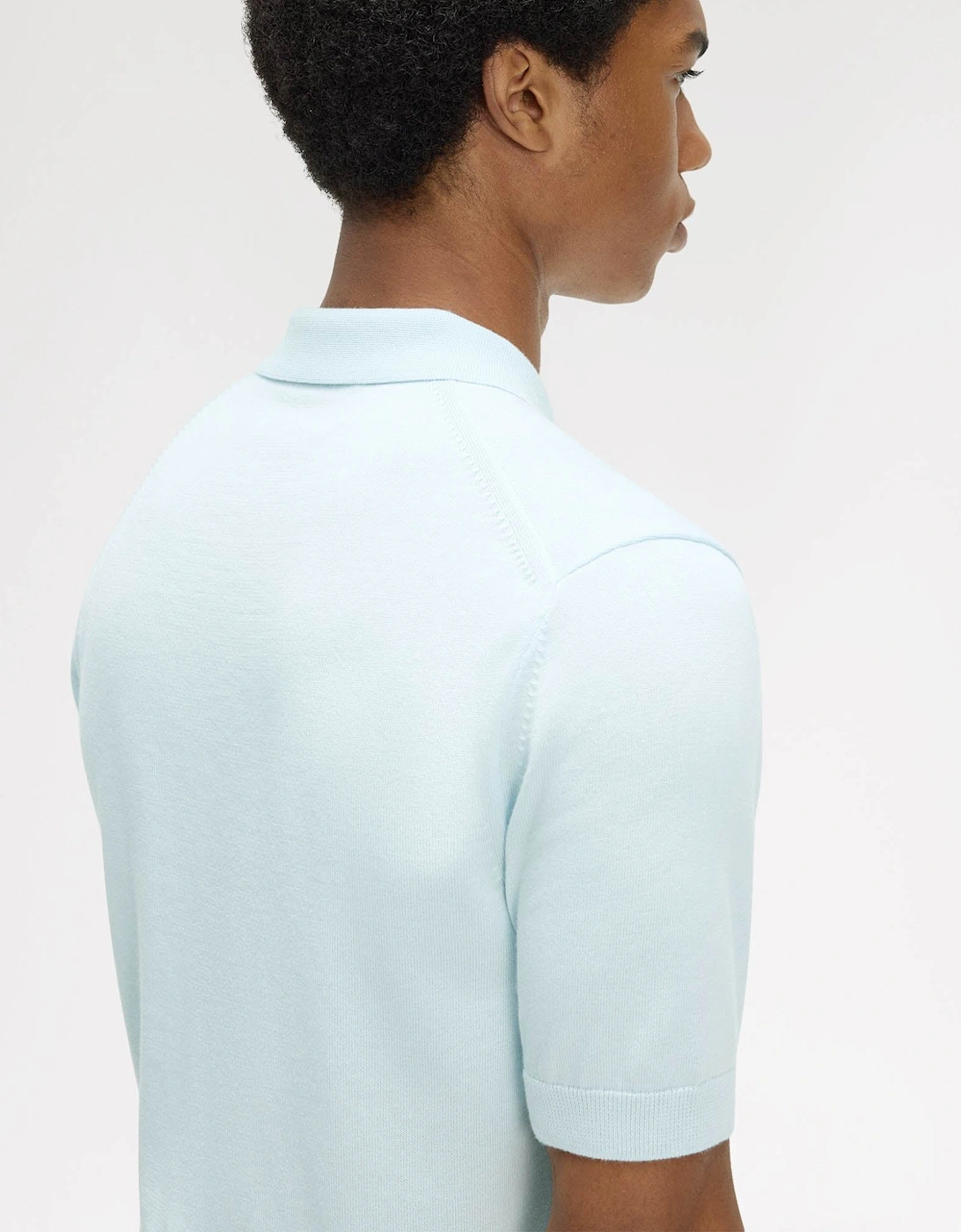 Fred Perry Mens Cotton Knitted Shirt - Light Ice R30