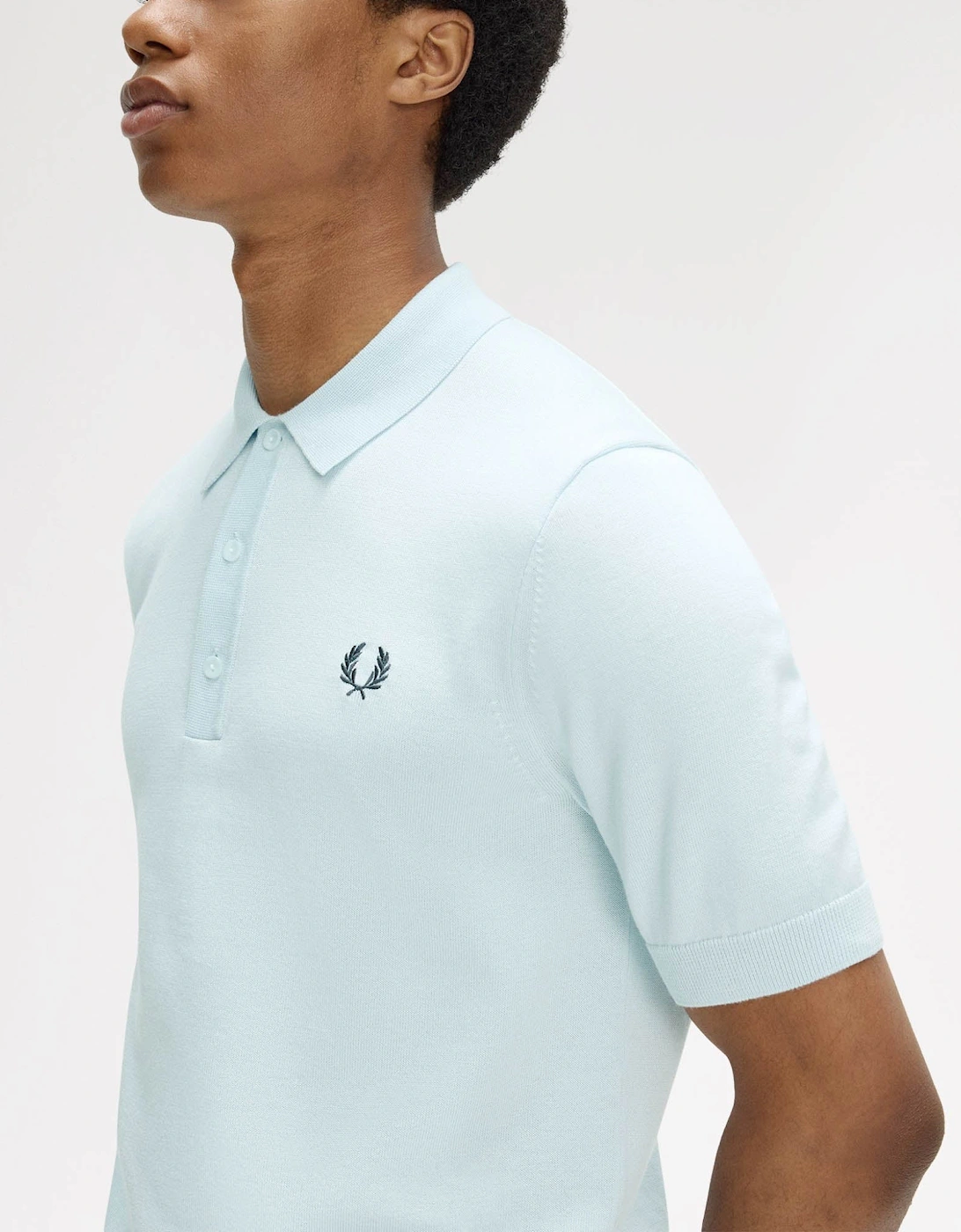 Fred Perry Mens Cotton Knitted Shirt - Light Ice R30