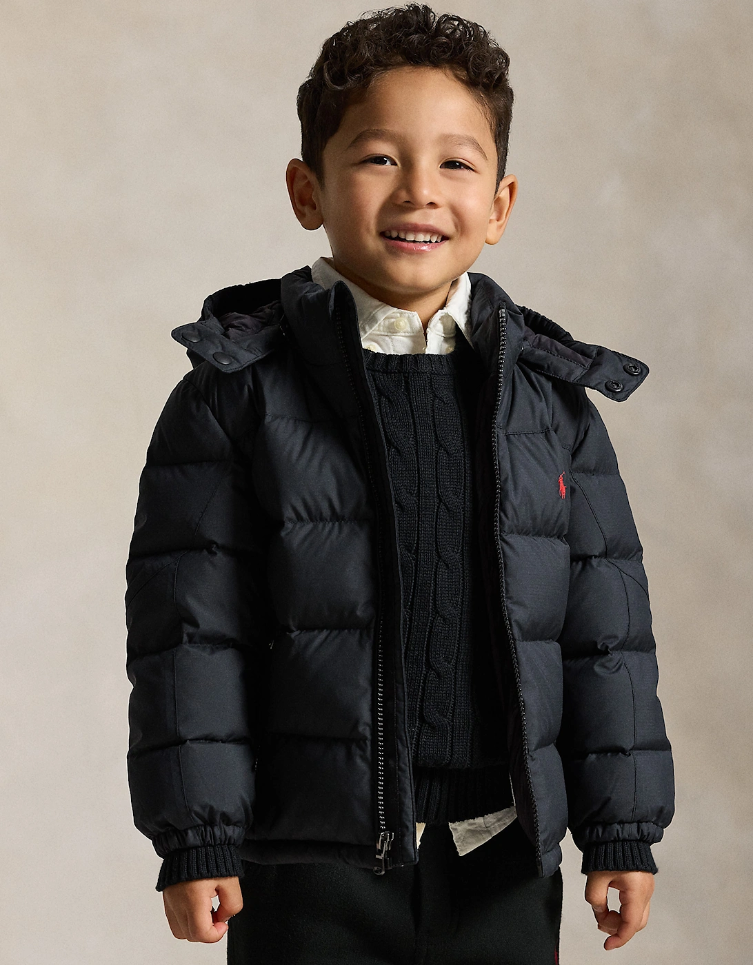 Ralph Lauren Boys Down Padded Puffer Jacket in Black