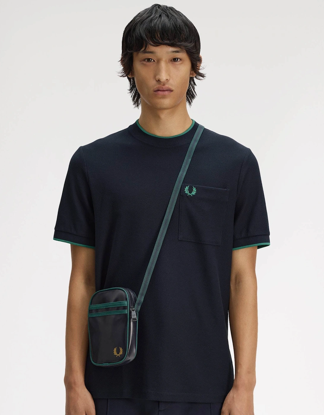 Fred Perry Classic Small Side Bag - Navy/Grassroots 83A, 9 of 8