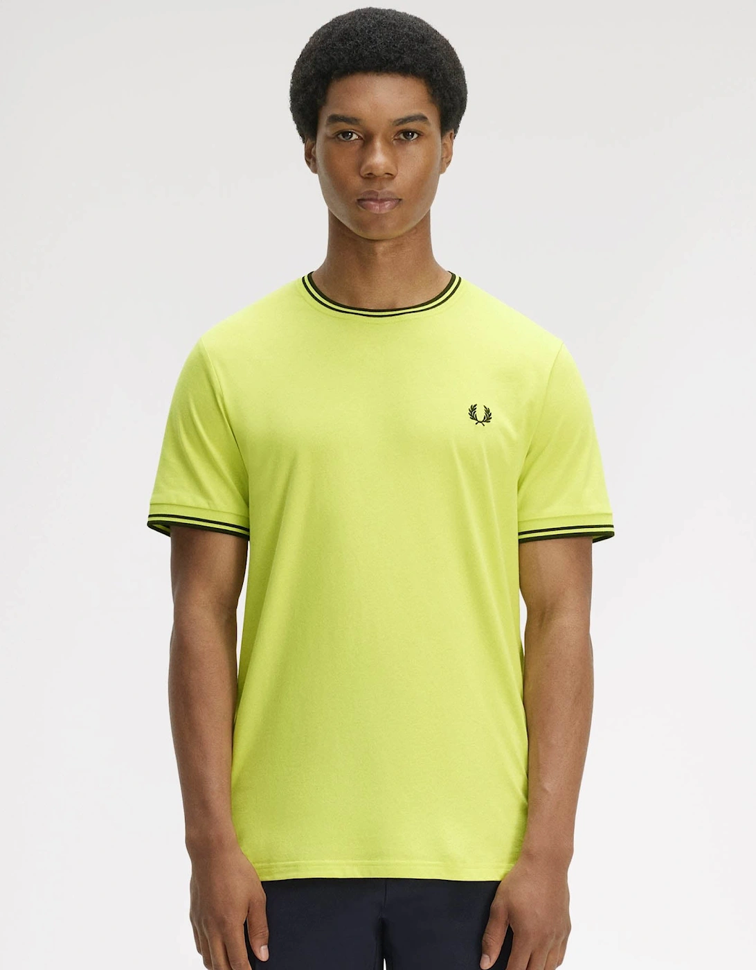 Fred Perry Mens Twin Tipped T-Shirt - Citron/Black/Black 84B, 6 of 5