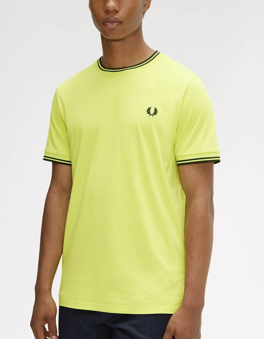 Fred Perry Mens Twin Tipped T-Shirt - Citron/Black/Black 84B