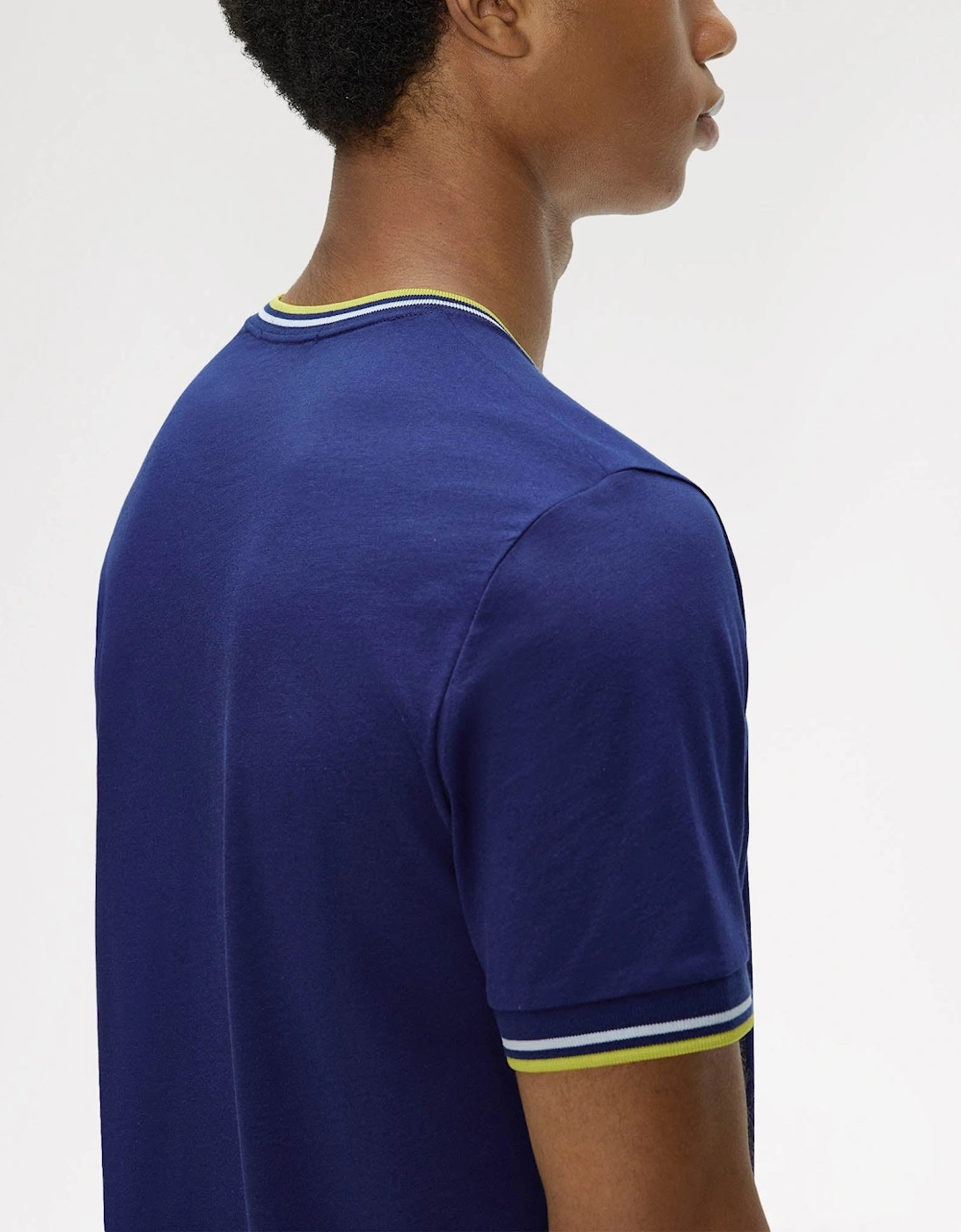 Fred Perry Mens Twin Tipped T-Shirt - French Navy/Dusky Blue/Citron 83B