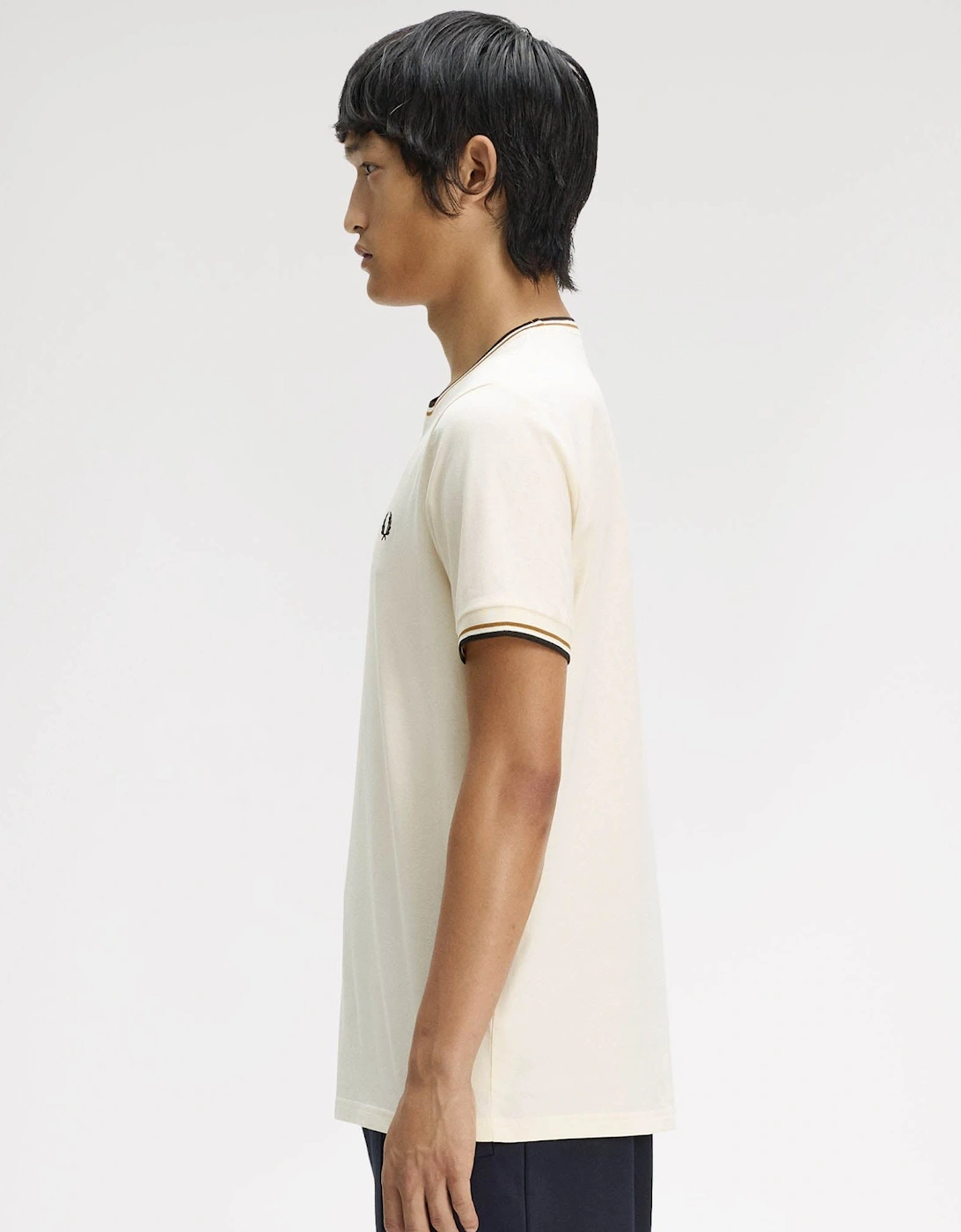 Fred Perry Mens Twin Tipped T-Shirt - Ecru/Dark Caramel/Black 79B